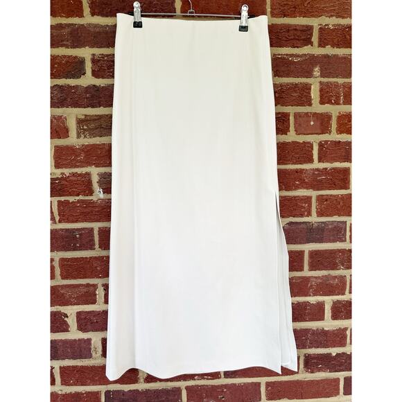 Alice + Olivia Maeve Vegan Leather Slip Midi Skirt Size 8 -FLAWED $295 Off White - Picture 1 of 12